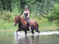Leslie on Ruby at pond party